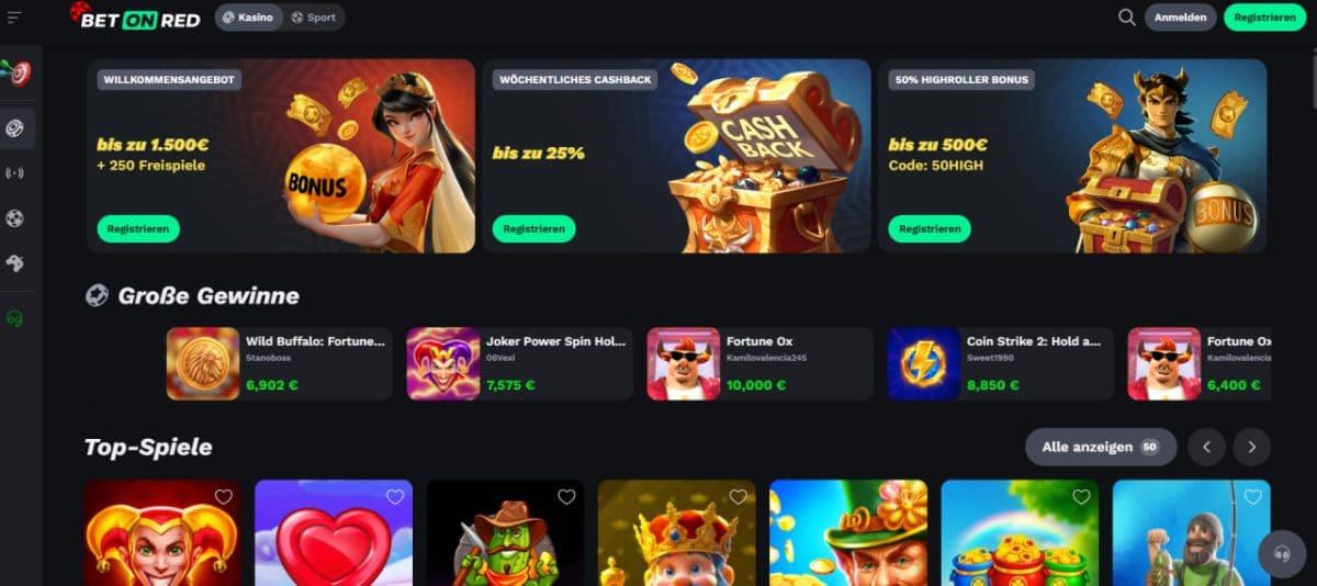 BetOnRed Casino: 6.000 Spiele & bis 450 € Welcome-Paket image 2